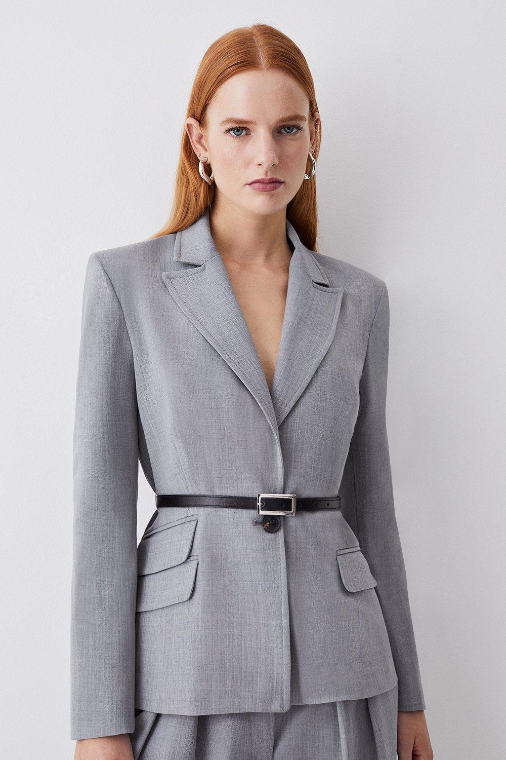 Grey 2024 belted jacket